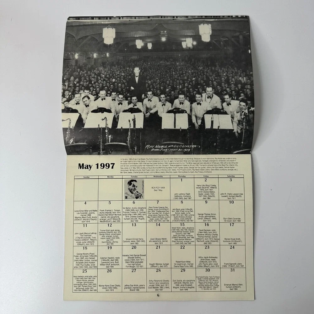 Glenn Miller Birthplace Society 1997 Calendar Clarinda Iowa Big Band Jazz Vtg